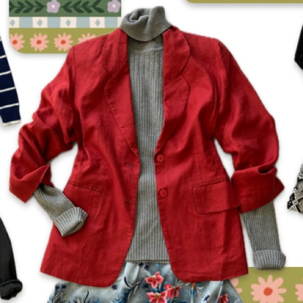 Elegant Red Women's Suit Jacket